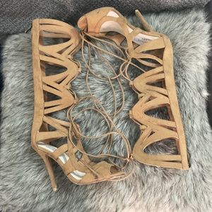 Chelsea and Zoe suede gladiator style heels